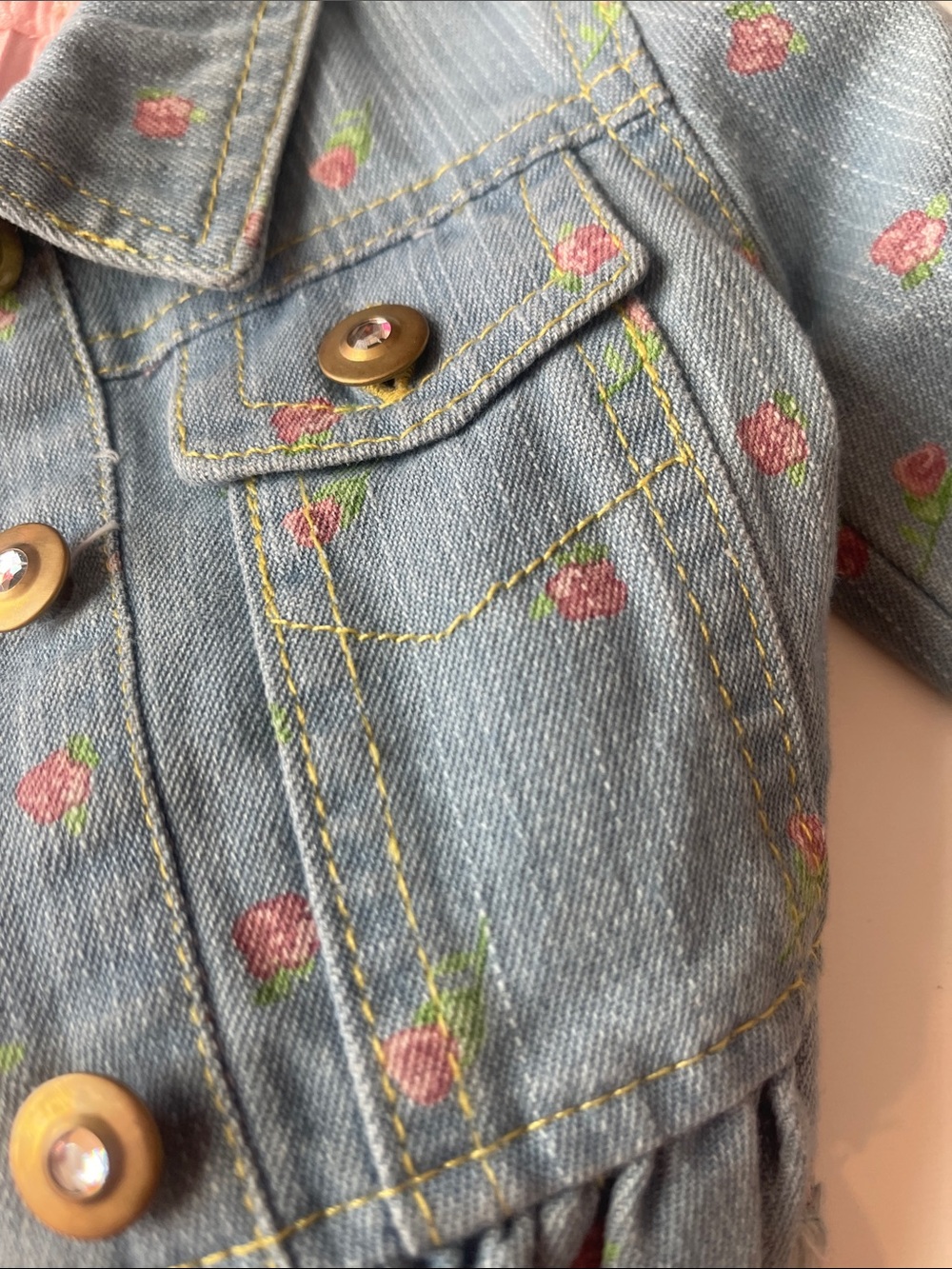 Nanette Baby Light Blue Denim Jacket with Pink Dress - Picture 3 of 7
